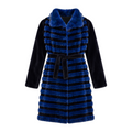 Blue and Black Mink Combo Coat with Blue Collar