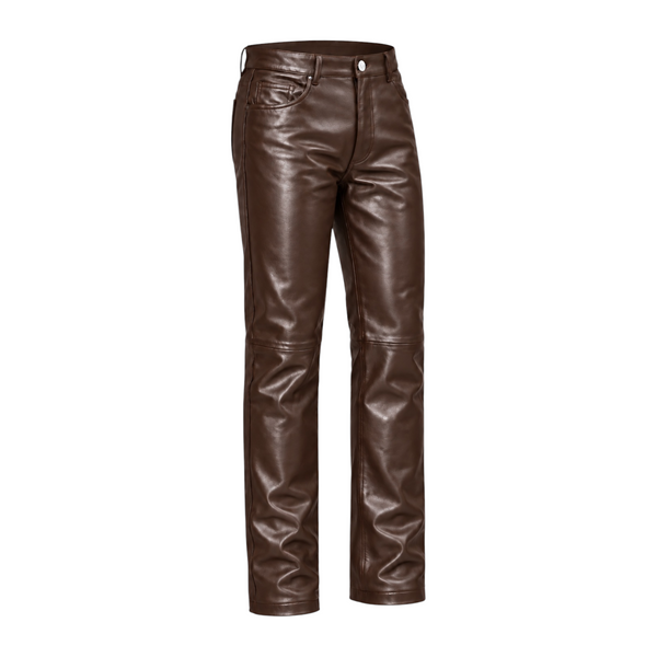 Straight Fit Shiny Leather Pants