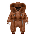 Baby Leather Onesie with Fur Trim