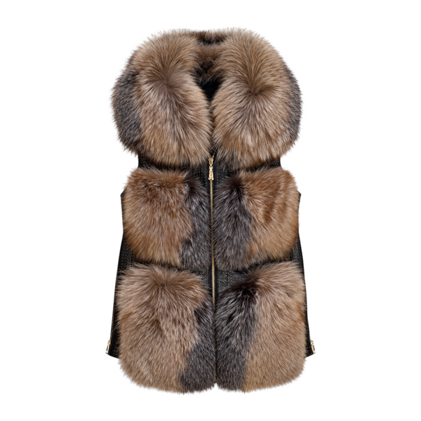 Golden Leather and Fox 3/4 Vest