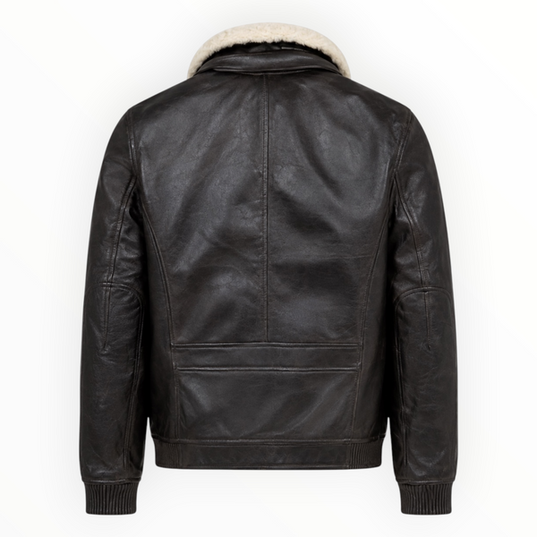 Black Classic Leather Bomber