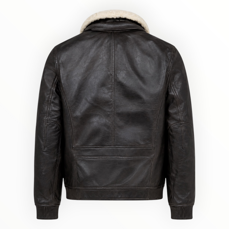 Black Classic Leather Bomber