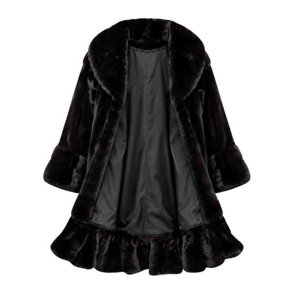 3/4 Black Bell Bottom Mink with Sleeves