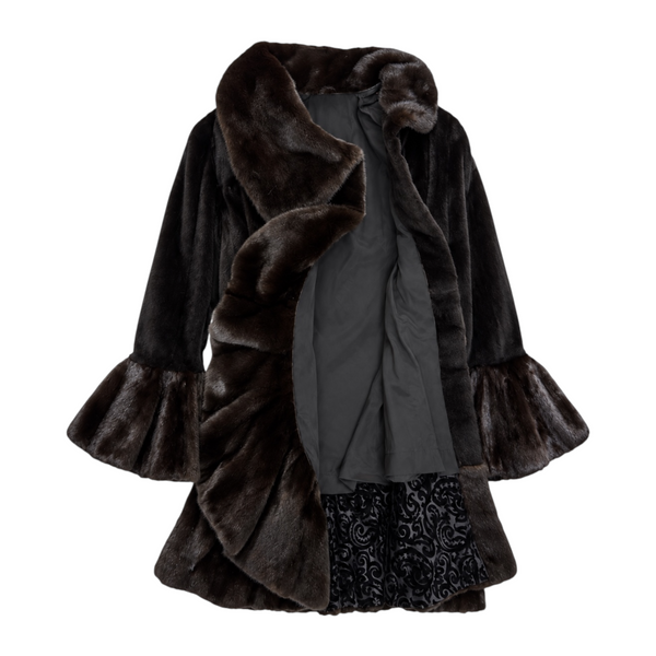 3/4 Black Bell Bottom Mink with Sleeves