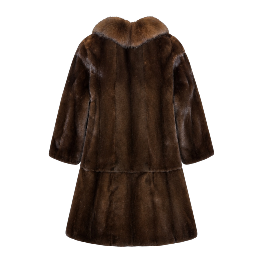 3/4 Dark Brown Mink with Sable Collar