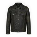 Cow Leather Trucker Jean Jacket