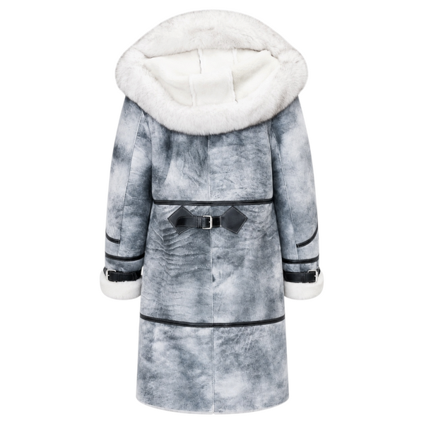 Grey Stonewash Shearling with White Fox