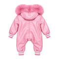Baby Leather Onesie with Fur Trim