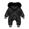 Baby Leather Onesie with Fur Trim
