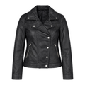 Basic Buttoned Black Leather with Collar