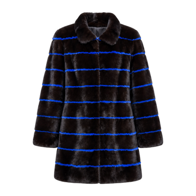 Full Skin Blue and Black Mink Combo Coat