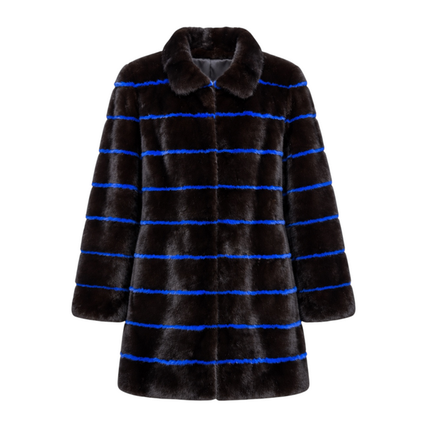 Full Skin Blue and Black Mink Combo Coat