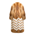 Chevron Red Fox Fur Long Coat