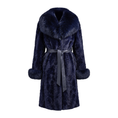 Mink Full Length Coat with Fox Fur Trim