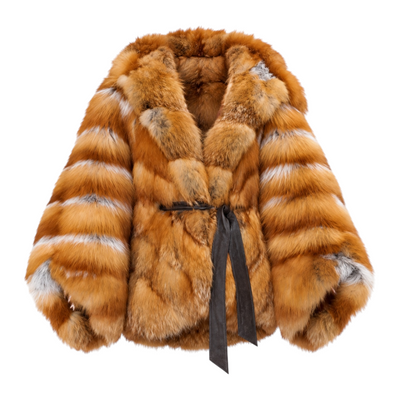 Natural Red Fox Poncho
