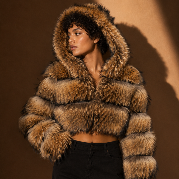 Fox Fur Cropped with Hood