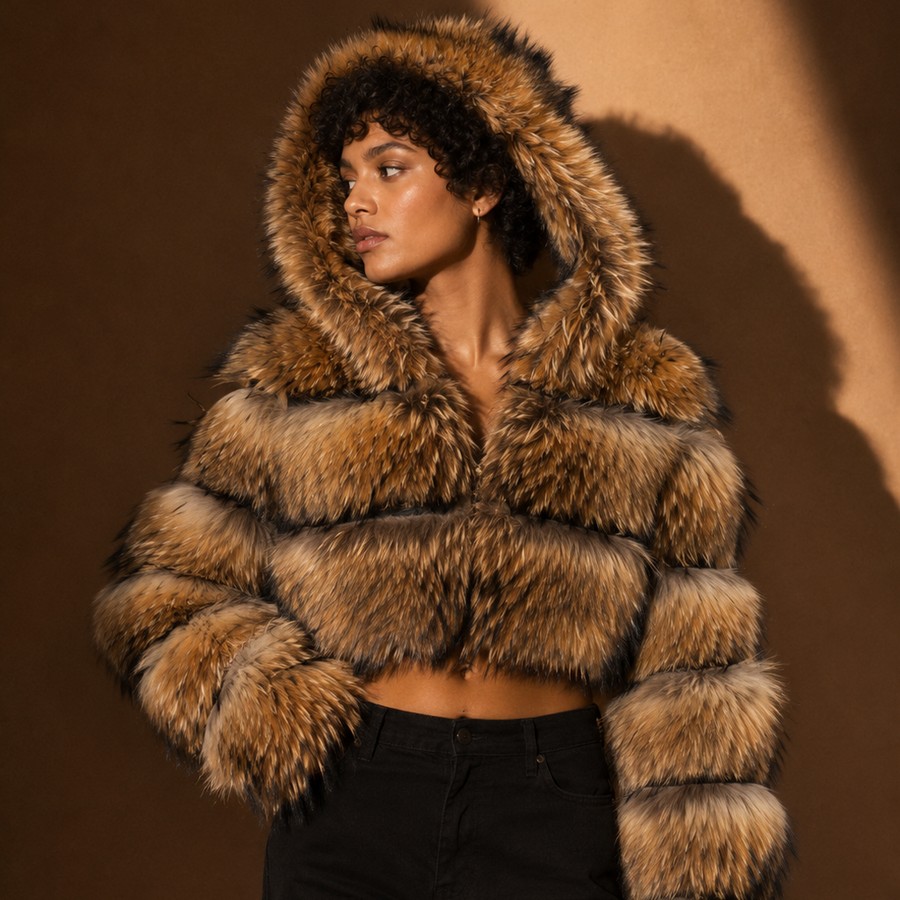 Fox Fur Cropped with Hood
