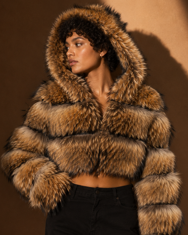 Fox Fur Cropped with Hood
