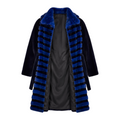 Blue and Black Mink Combo Coat with Blue Collar