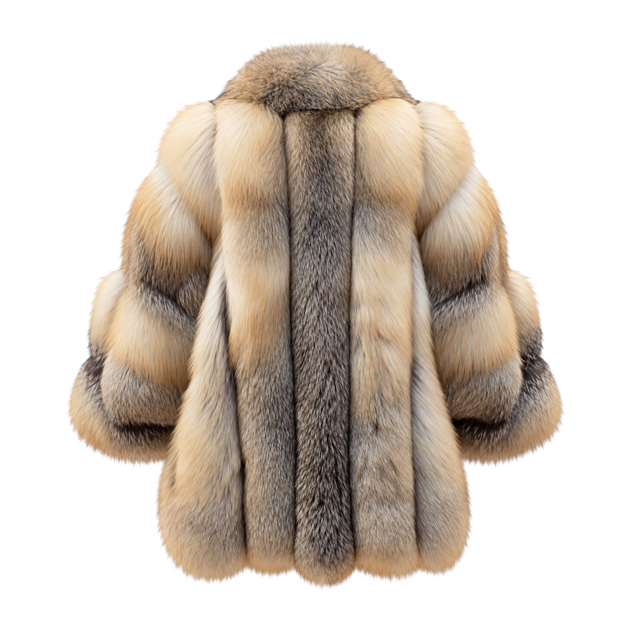 Oversized Shawl Collar Fox Fur Coat