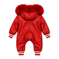 Baby Leather Onesie with Fur Trim