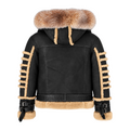 Ribbed Biker Shearling with Fox Collar