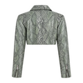 Snake Print Cropped Leather Jacket