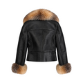 Cropped Leather Shearling with Fox Collar and Cuffs