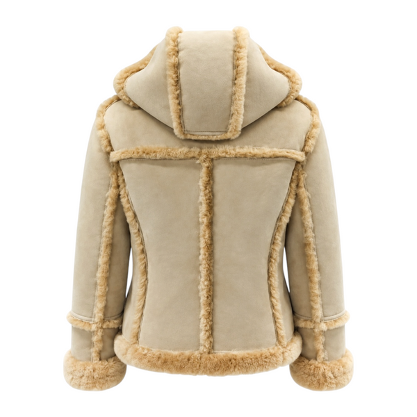 Tan Moto Shearling with Hood