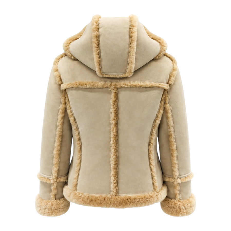 Tan Moto Shearling with Hood