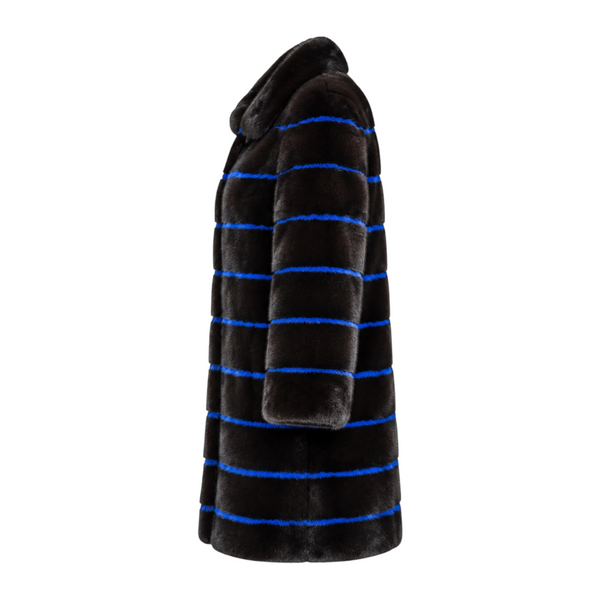Full Skin Blue and Black Mink Combo Coat