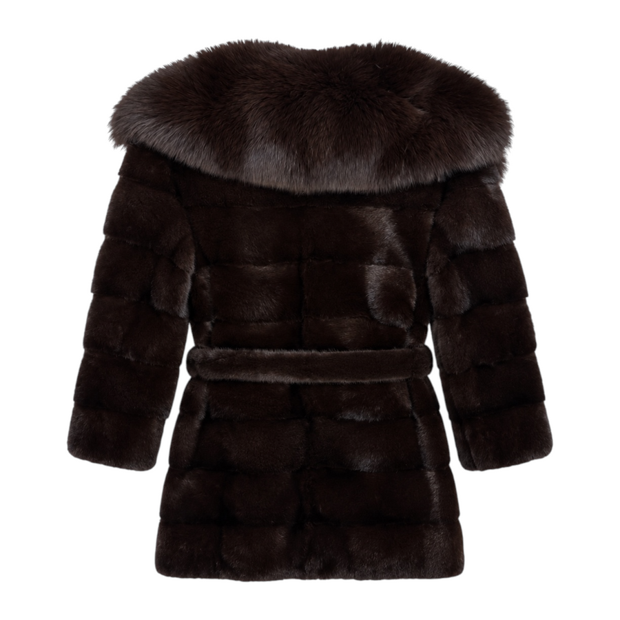 Dark Brown Mink with Fox Collar