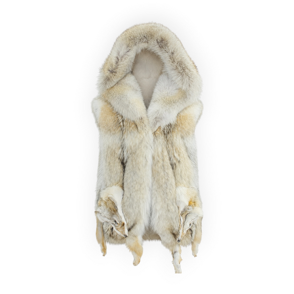 Coyote Vest with Fur Hood