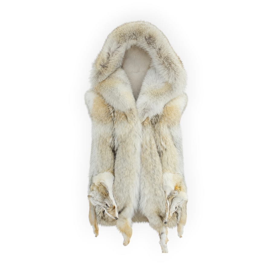 Coyote Vest with Fur Hood