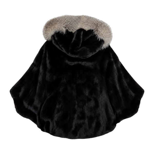 Mink Poncho with Fox Hood