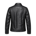 Croc-Embossed Leather Trucker Jacket