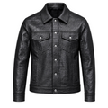 Croc-Embossed Leather Trucker Jacket