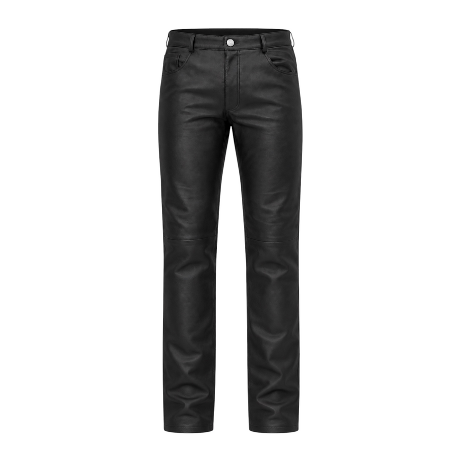 Straight Fit Non-Shiny Leather Pants