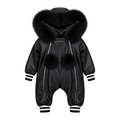 Baby Leather Onesie with Fur Trim