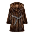 3/4 Two-Tone Combo Mink with Hood and Belt