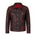 Cow Leather Trucker Jean Jacket