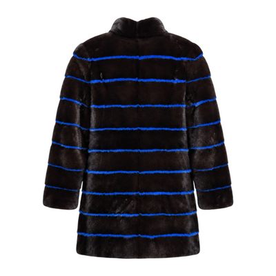 Full Skin Blue and Black Mink Combo Coat