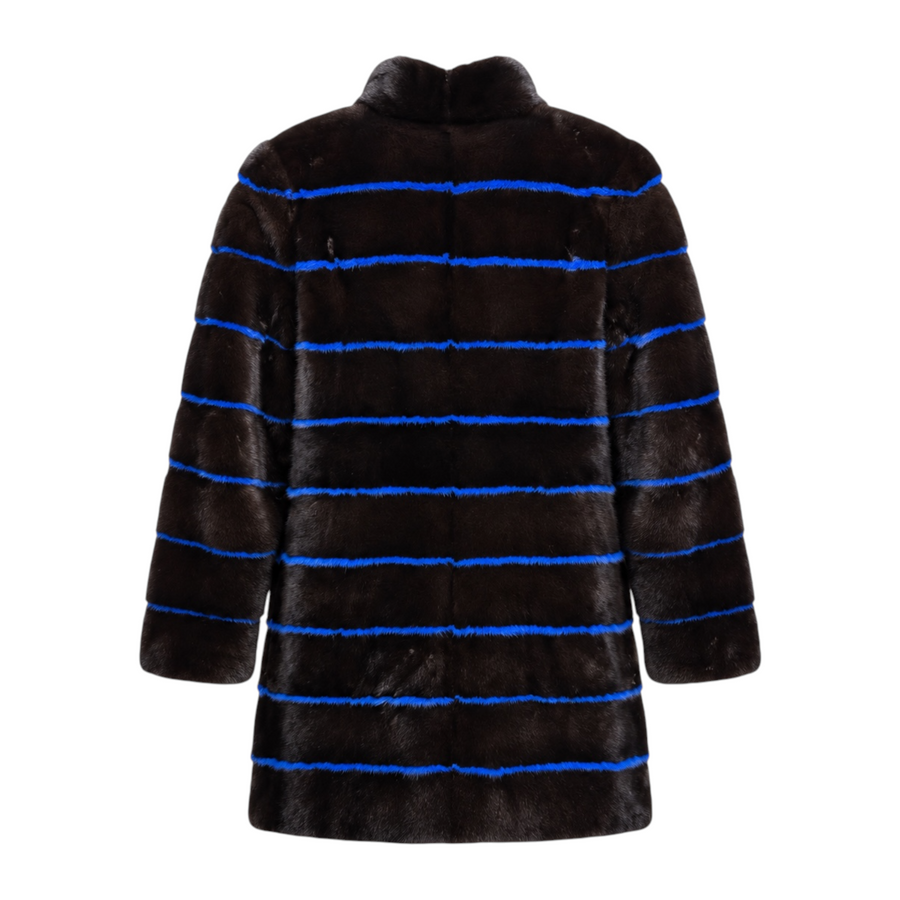 Full Skin Blue and Black Mink Combo Coat