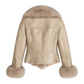 Leather Shearling with Long Fox Collar and Cuffs