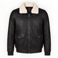 Black Classic Leather Bomber
