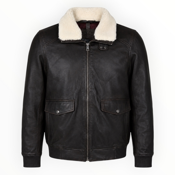 Black Classic Leather Bomber
