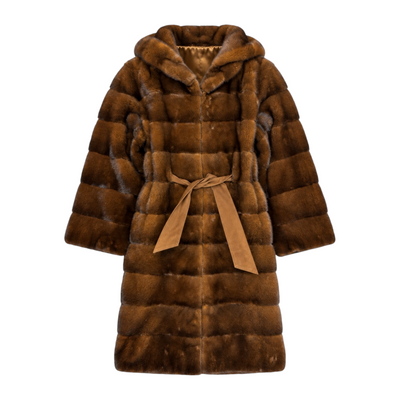 7/8 Coat with Hood and Belt