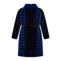 Blue and Black Mink Combo Coat with Blue Collar