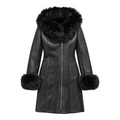 Black Shearling with Black Fox Hood and Cuffs