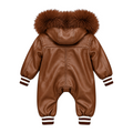 Baby Leather Onesie with Fur Trim